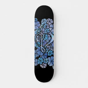 Skateboard Bass Treble Clef Note Musique Heart Love