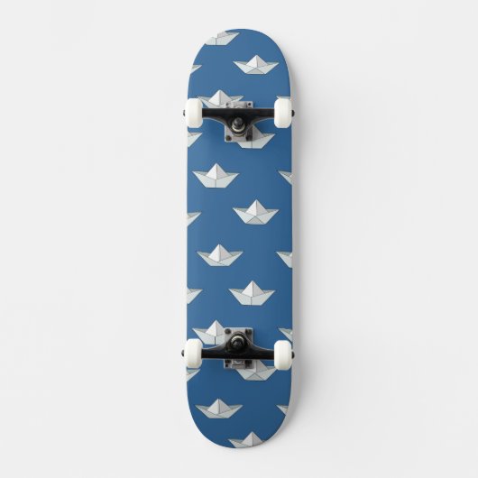 Skateboard Bateaux d'origami sur le motif de l'eau (Recto)