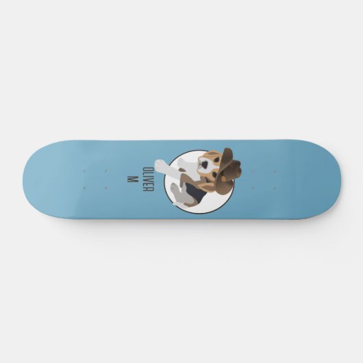 SKATEBOARD BEAGLE PUPPY CHIEN PAYS CASQUETTE CARTOON NOM BLEU (Horz)