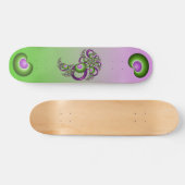 Skateboard Beau Coeurs verts roses Moderne Abstrait Fractal (Horz)