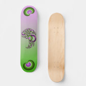 Skateboard Beau Coeurs verts roses Moderne Abstrait Fractal (Recto)
