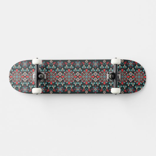 Skateboard Beau Motif de broderie de croix florales (Horz)
