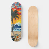 Skateboard Beautiful Beach Scene with Palm Trees (Recto)