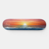 Skateboard Beautiful ocean sunrise and calligraphy (Horz)