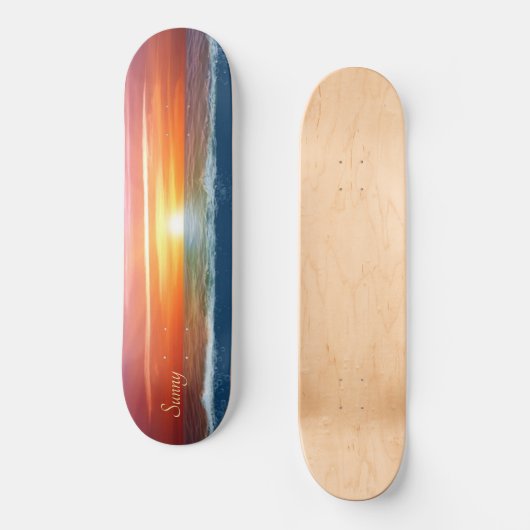 Skateboard Beautiful ocean sunrise and calligraphy (Recto)