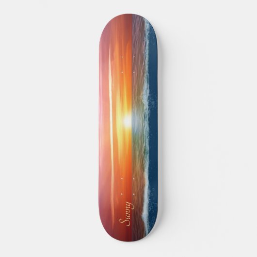 Skateboard Beautiful ocean sunrise and calligraphy (Recto)