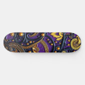 Skateboard Beautiful Purple Black Gold Floral Abstract (Horz)