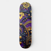 Skateboard Beautiful Purple Black Gold Floral Abstract (Recto)