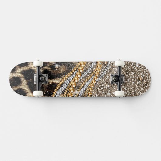 Skateboard Beautiful Trendy Leopard Faux Animal Print (Horz)