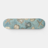 Skateboard Beaux Coquillages Vintages En Bleu (Horz)