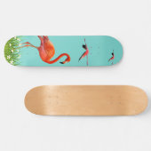 Skateboard Beaux flamants sur fond bleu turquoise clair (Horz)