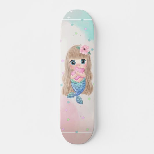 Skateboard Bébé sirène, étoiles (Devant)