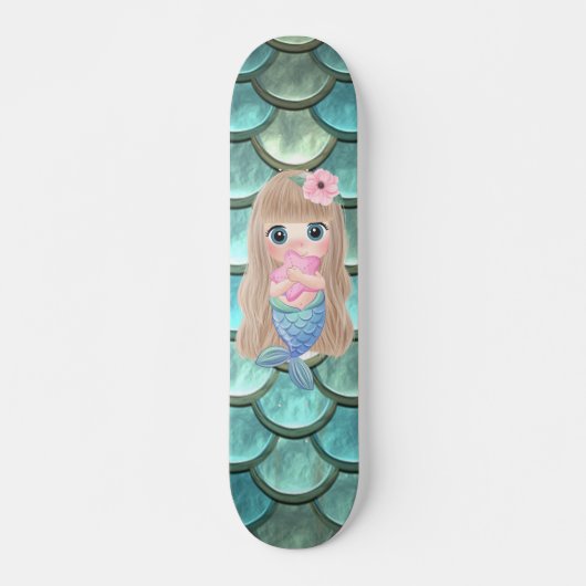 Skateboard Bébé Sirène Sur Des Écailles De Sirène (Devant)