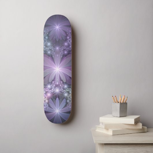 Skateboard Bed of Flowers Trendy Shiny Abstract Fractal Art (Art mural)