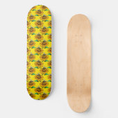Skateboard Bee on Sunflower Flower Pattern Design Yellow  (Recto)