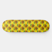 Skateboard Bee on Sunflower Flower Pattern Design Yellow  (Horz)