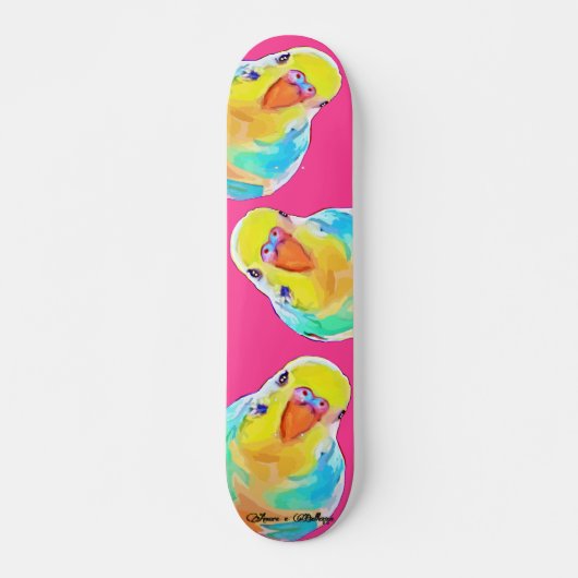 Skateboard Belle bougie Perakeet Exotique Oiseaux roses Chaud (Devant)