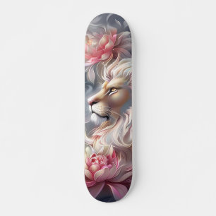Skateboard Belle Fantaisie Lion & Florales Colorés