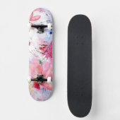 Skateboard Belle fille avec un bouquet des fleurs (Recto)