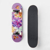 Skateboard Belle Florale Violette Et Jaune (Recto)