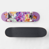 Skateboard Belle Florale Violette Et Jaune (Horz)