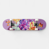 Skateboard Belle Florale Violette Et Jaune (Horz)