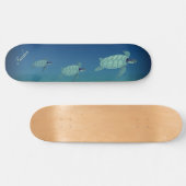 Skateboard Belle nage tortues de mer et calligraphie (Horz)