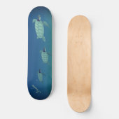 Skateboard Belle nage tortues de mer et calligraphie (Recto)