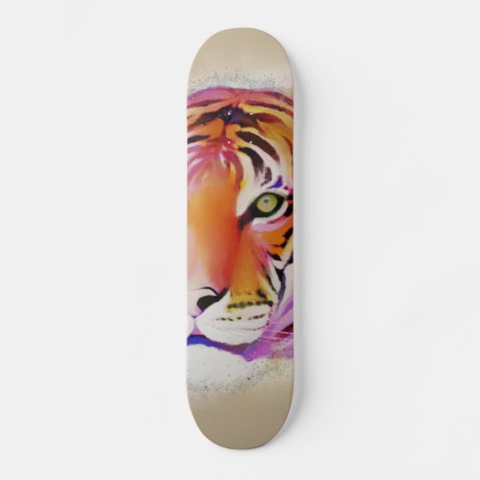 Skateboard Belle peinture couleur Tigre Aquarelle (Recto)