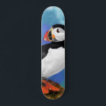 Skateboard Belle peinture d'oiseaux du Puffin de l'Atlantique<br><div class="desc">Beau Puffin Atlantique Peinture d'oiseaux Migned Art Aquarelle Clown Beak</div>