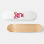 Skateboard Belle pieuvre joyeuse en casquette de Noël (Horz)