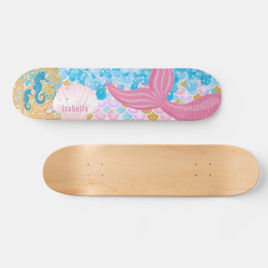 Skateboard Belle Queue de sirène rose (Horz)