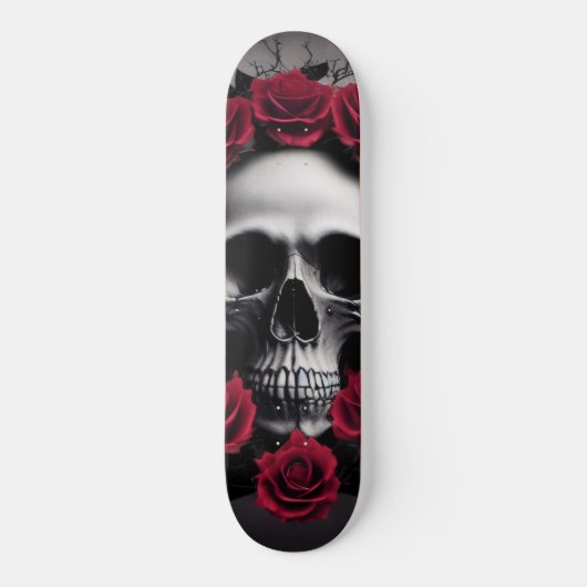 Skateboard Belle Rose foncée et gothique crâne Sigil (Recto)
