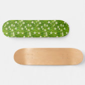 Skateboard Belles Fleurs Blanches et Feuilles Vertes (Horz)