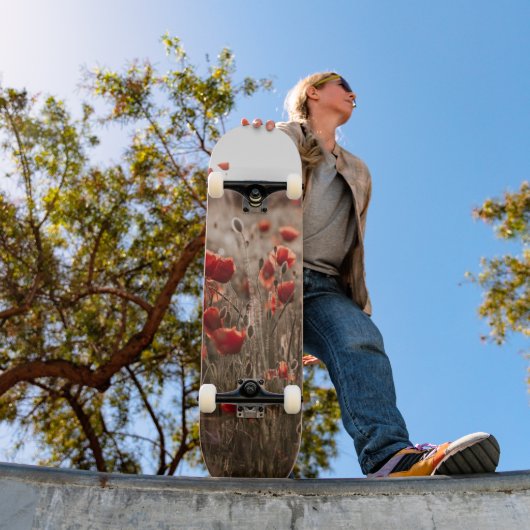 Skateboard belles fleurs de coquelicot (Extérieur 1)