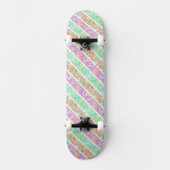 Skateboard Belles fleurs pastel colorées rayures (Recto)