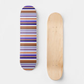 Skateboard Belles rayures bleues orange (Recto)