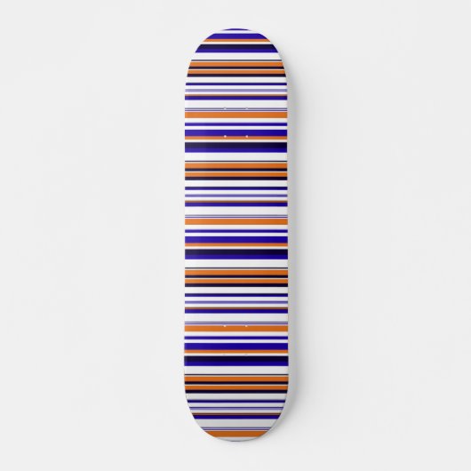 Skateboard Belles rayures bleues orange (Devant)