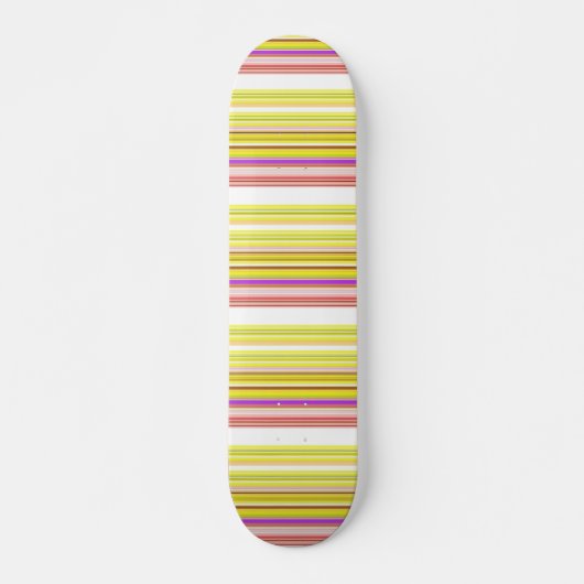 Skateboard Belles rayures jaunes blanches (Devant)