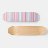 Skateboard Belles rayures roses blanches (Horz)