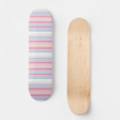 Skateboard Belles rayures roses blanches (Recto)