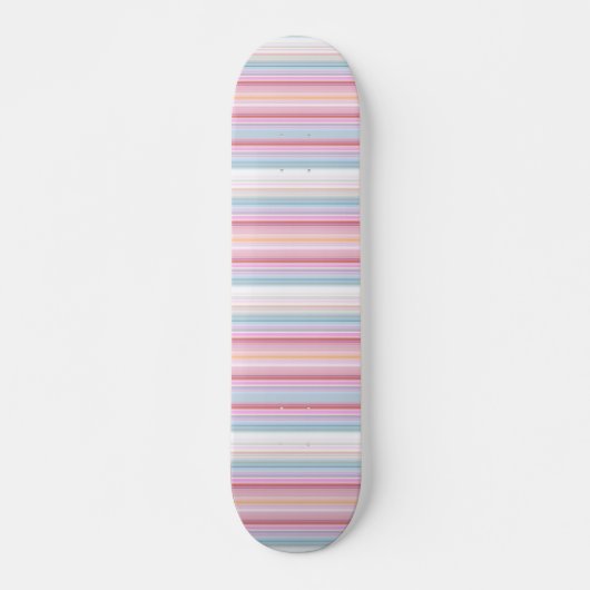 Skateboard Belles rayures roses blanches (Devant)