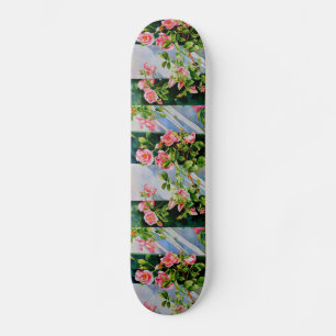 Skateboard Belles roses roses roses, roses rouges, aquarelle 