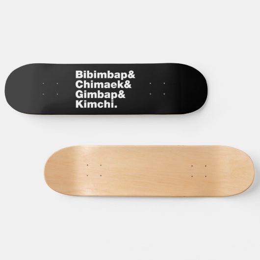 Skateboard Bibimbap & Chimaek & Gimbap & Kimchi. Aliments cor (Horz)