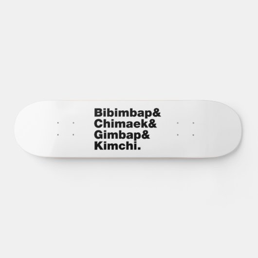 Skateboard Bibimbap & Chimaek & Gimbap & Kimchi. Aliments cor (Horz)