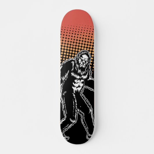 Skateboard Bigfoot Noir Rouge Sasquatch Créature Silhouette (Devant)