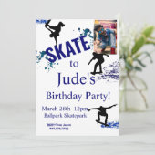 Skateboard Birthday Foto Uitnodiging Elke leeftijd (Staand voorkant)