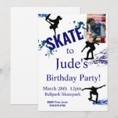Skateboard Birthday Foto Uitnodiging Elke leeftijd (Voorkant / Achterkant)