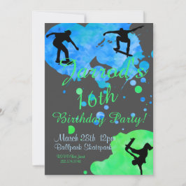 Skateboard Birthday Invitation Kaart