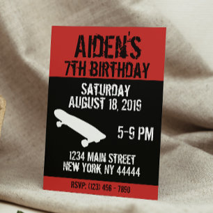 Skateboard Birthday Invitation, Schaats board, tee Kaart